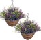 2 Sets Artificial Lavender with Hanging Basket – Faux Flowers for Porch & Garden Decor